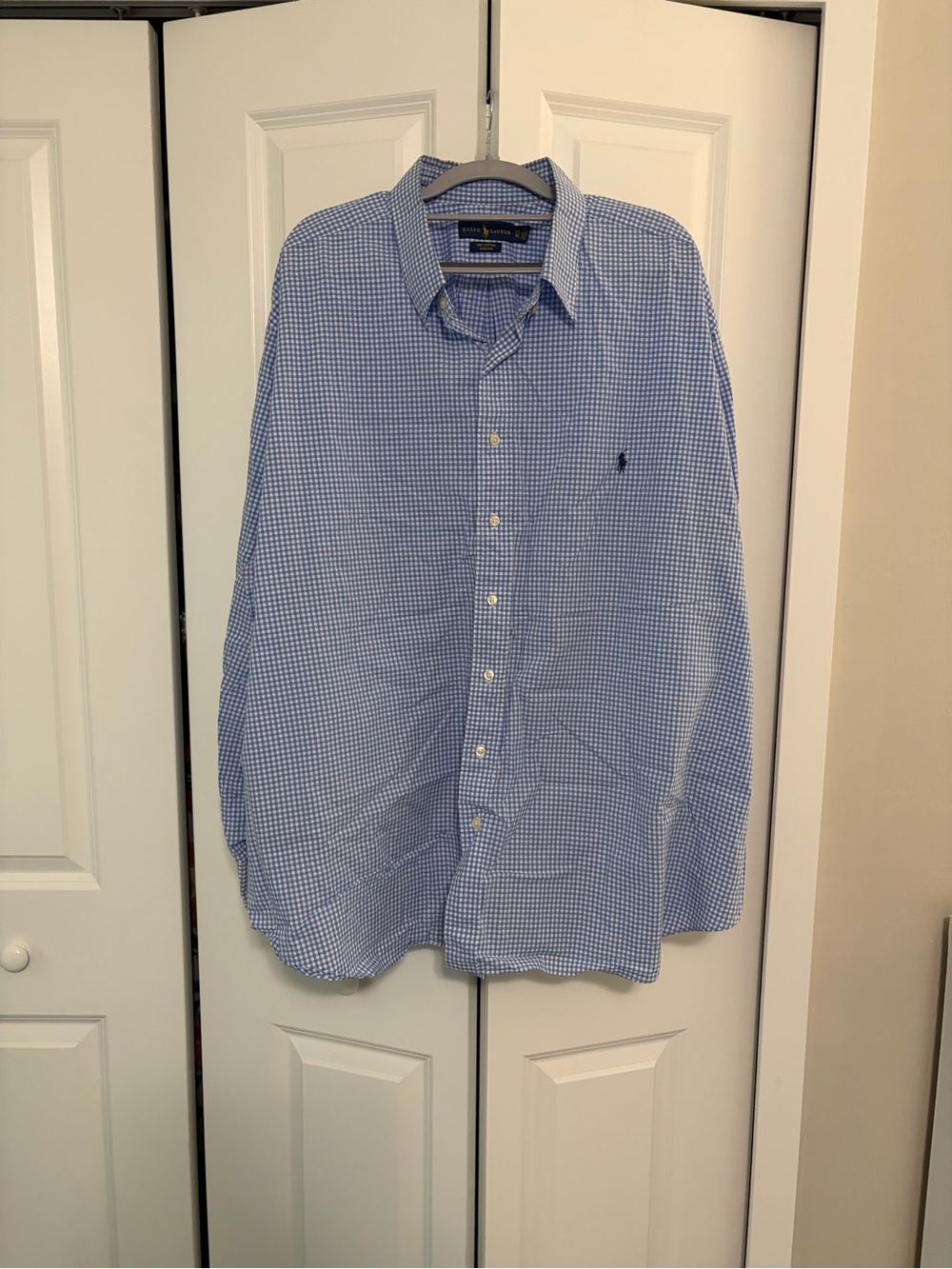 Ralph Lauren Light Blue Gingham Button-Down Dress Shirt